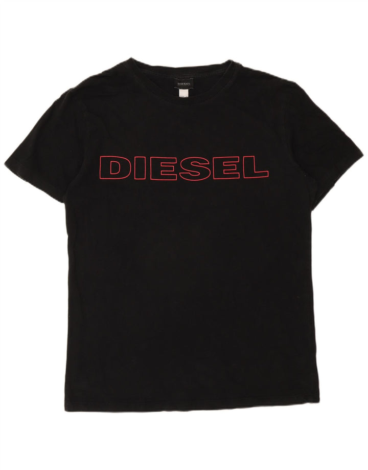 Diesel Camiseta masculina gráfica Top grande de algodão preto