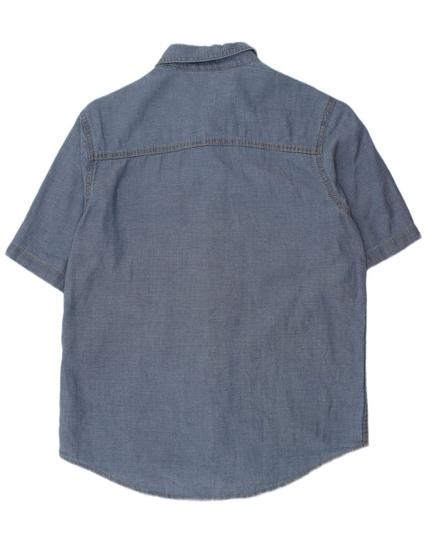 Camisa Benetton Boys Manga Curta 10-11 Anos XL Azul Risca de Giz Algodão