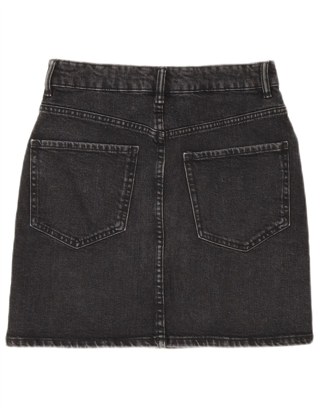 Mini saia jeans feminina Zara pequena W26 algodão cinza