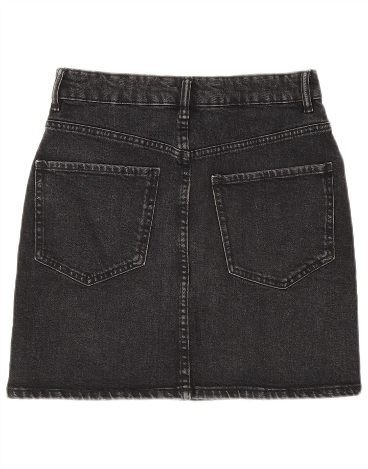 Mini saia jeans feminina Zara pequena W26 algodão cinza