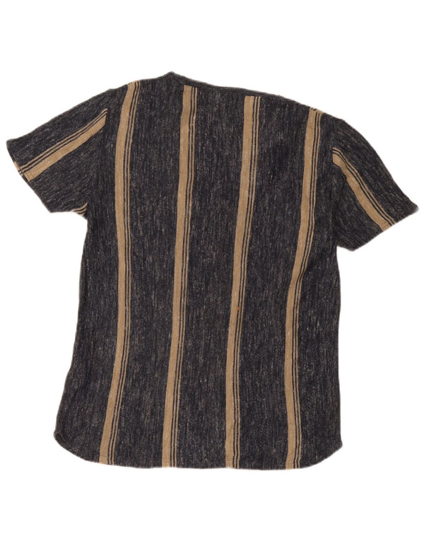 Camiseta masculina Zara Top pequeno acrílico listrado cinza