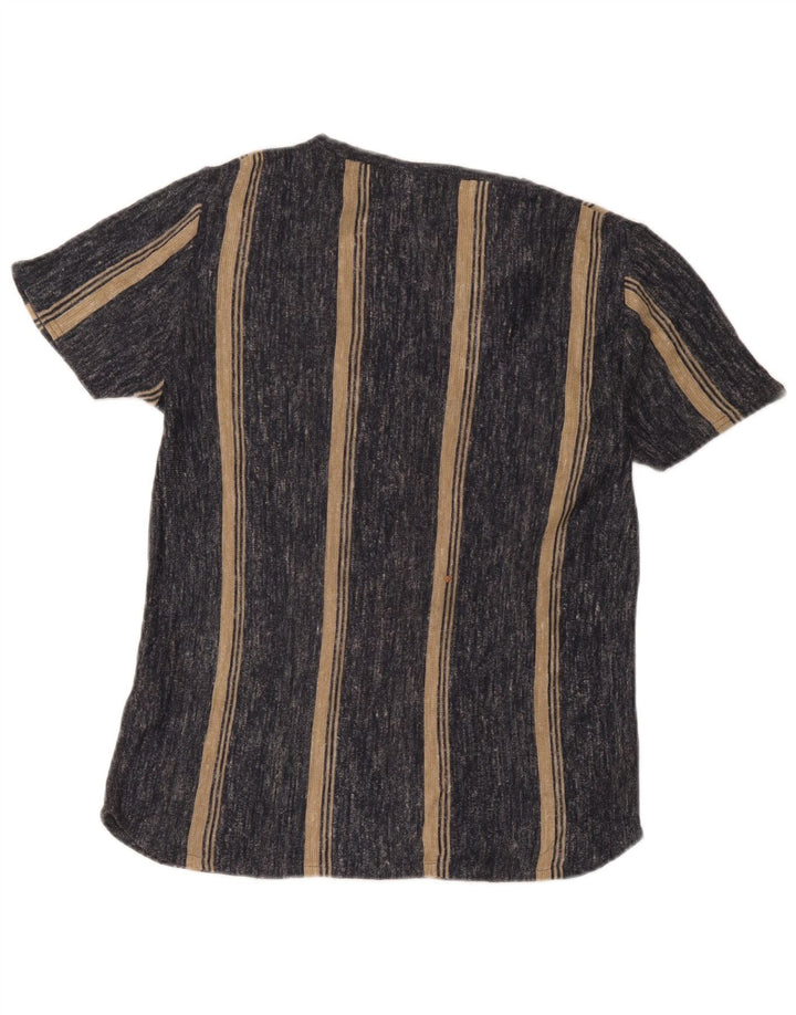 Camiseta masculina Zara Top pequeno acrílico listrado cinza