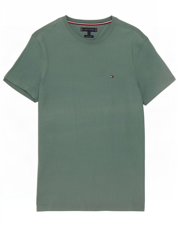 Camiseta masculina Tommy Hilfiger top pequeno algodão verde
