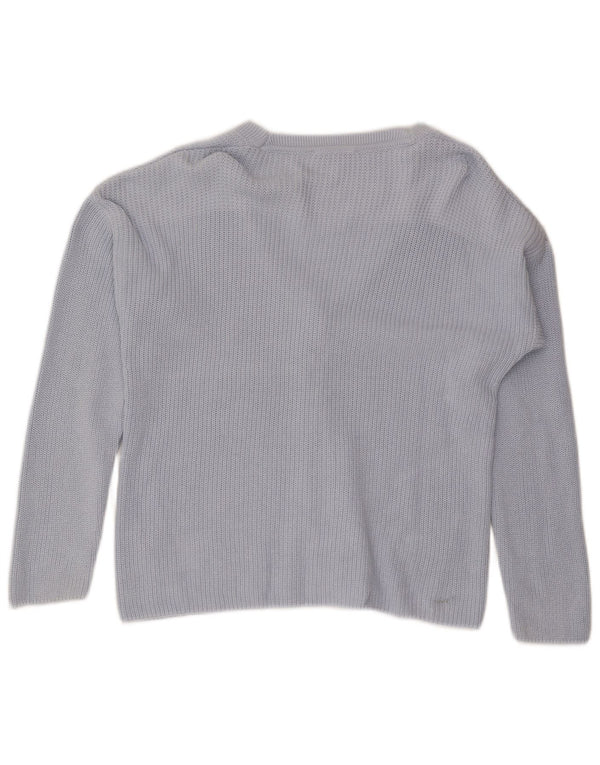 Suéter cardigã feminino Tommy Hilfiger Reino Unido 14 algodão azul médio