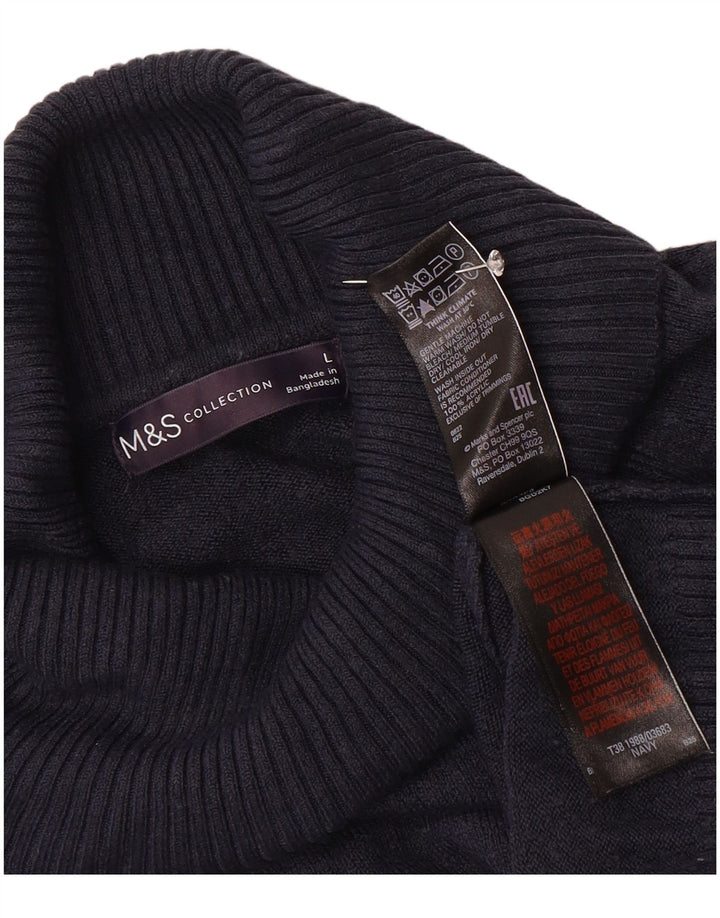 Suéter feminino Marks & Spencer com gola redonda Reino Unido 16 grande azul marinho