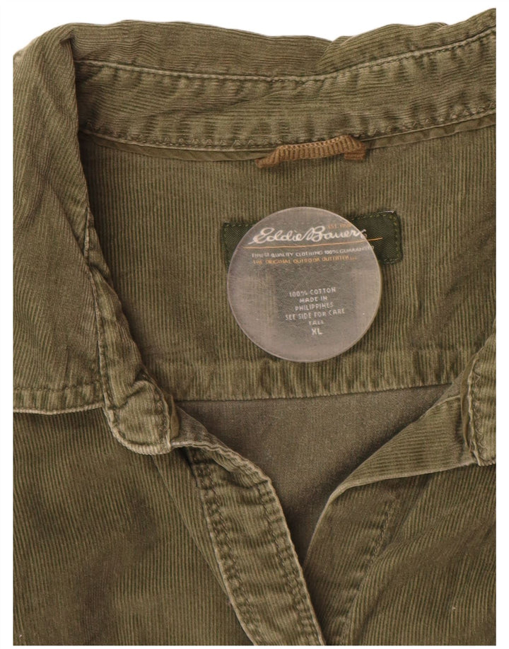 EDDIE BAUER Camisa alta feminina de veludo cotelê Reino Unido 18 XL algodão verde