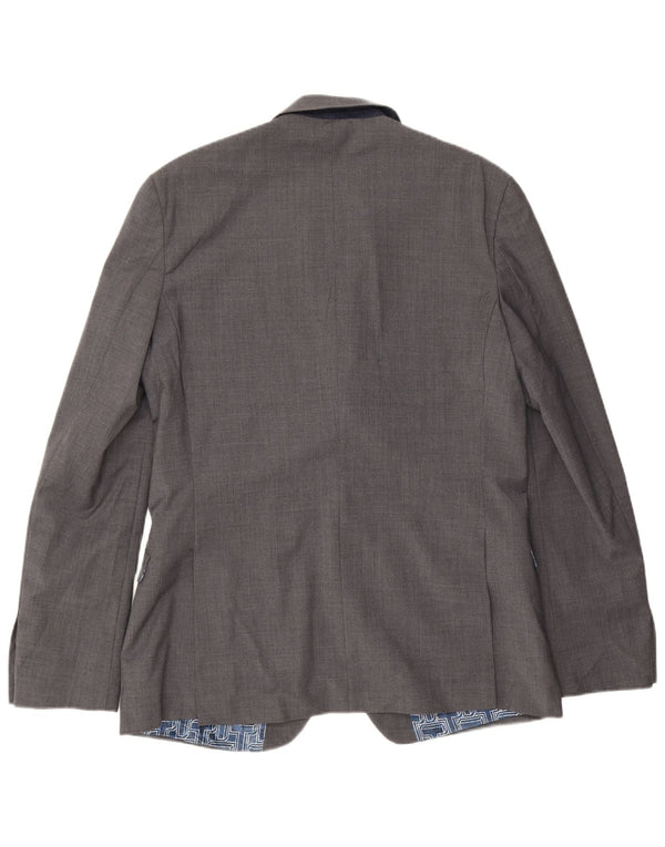 Jaqueta blazer masculina Ted Baker com 2 botões Slim Fit Reino Unido 42 XL lã cinza