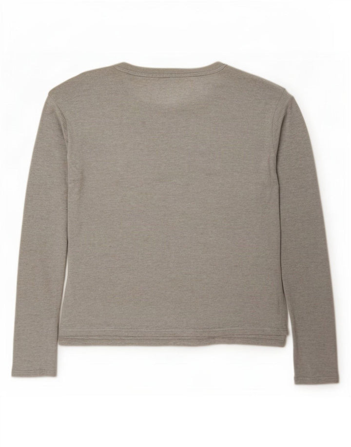 Top feminino Zara de manga comprida UK 14 Lyocell cinza médio manchado