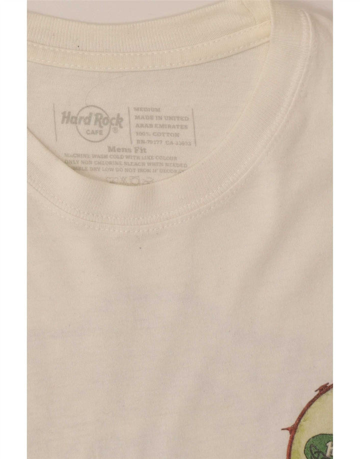 Camiseta masculina Hard Rock Cafe Dublin com estampa gráfica de algodão branco médio