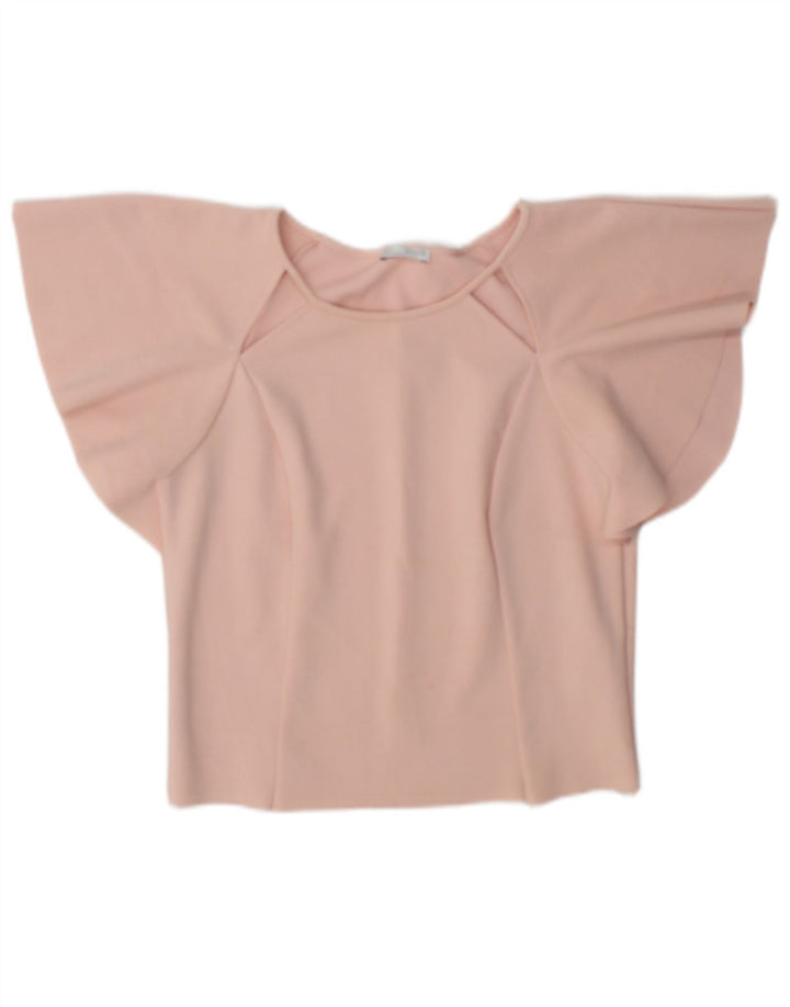 Blusa feminina Zara Crop Batwing Top Reino Unido 10 Pequeno Poliéster Rosa