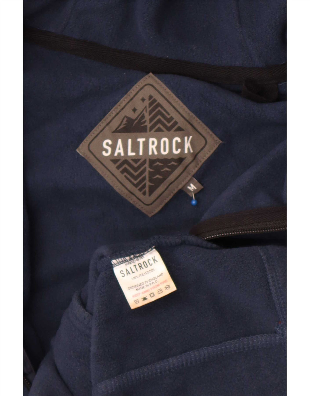 Jaqueta masculina de lã com capuz Saltrock Reino Unido 38 poliéster azul marinho médio