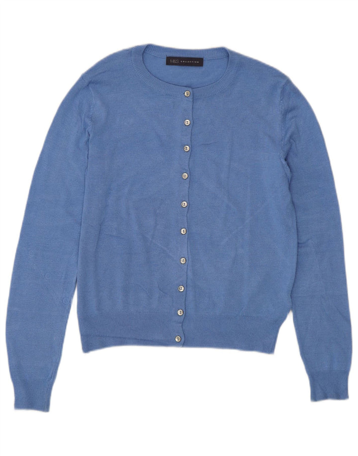 Suéter cardigã feminino Marks & Spencer Reino Unido 8 viscose azul pequena