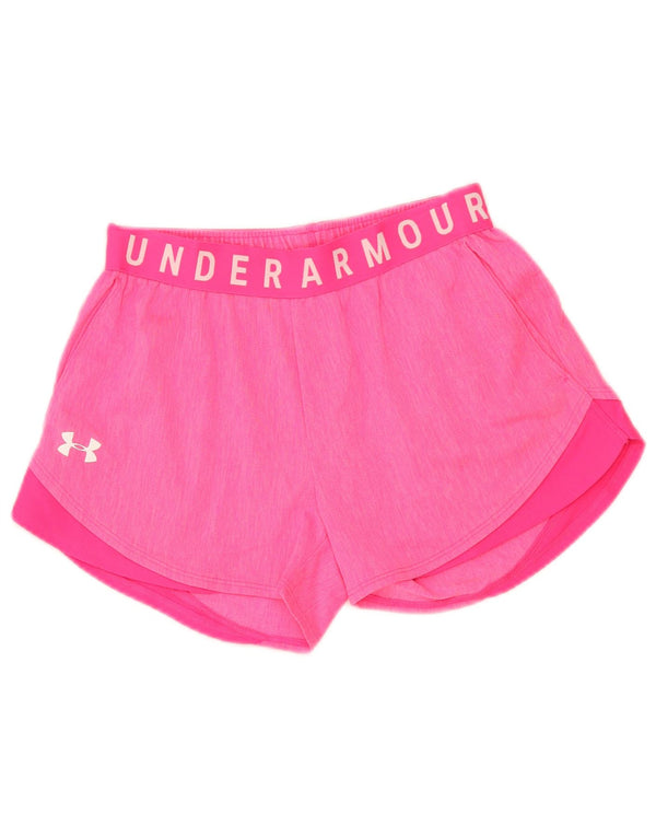 Shorts esportivos gráficos femininos Under Armour UK 6 XS rosa poliéster