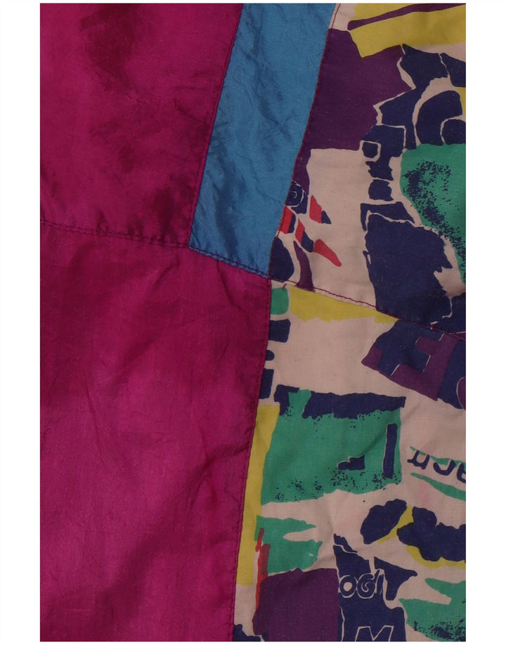 Jaqueta feminina vintage folgada com ajuste solto Reino Unido 12 médio rosa geométrico