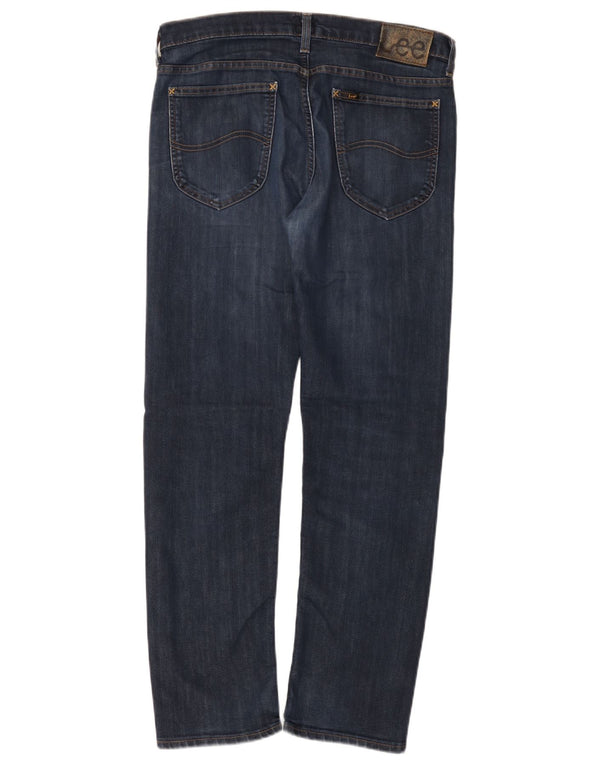 Lee Womens Daren Straight Jeans W33 L30 Azul Marinho Algodão