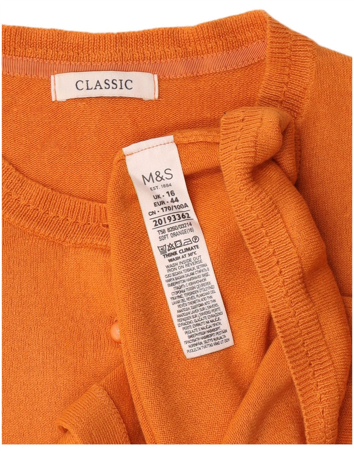 Suéter cardigã feminino grande Marks & Spencer Reino Unido 16 grande laranja