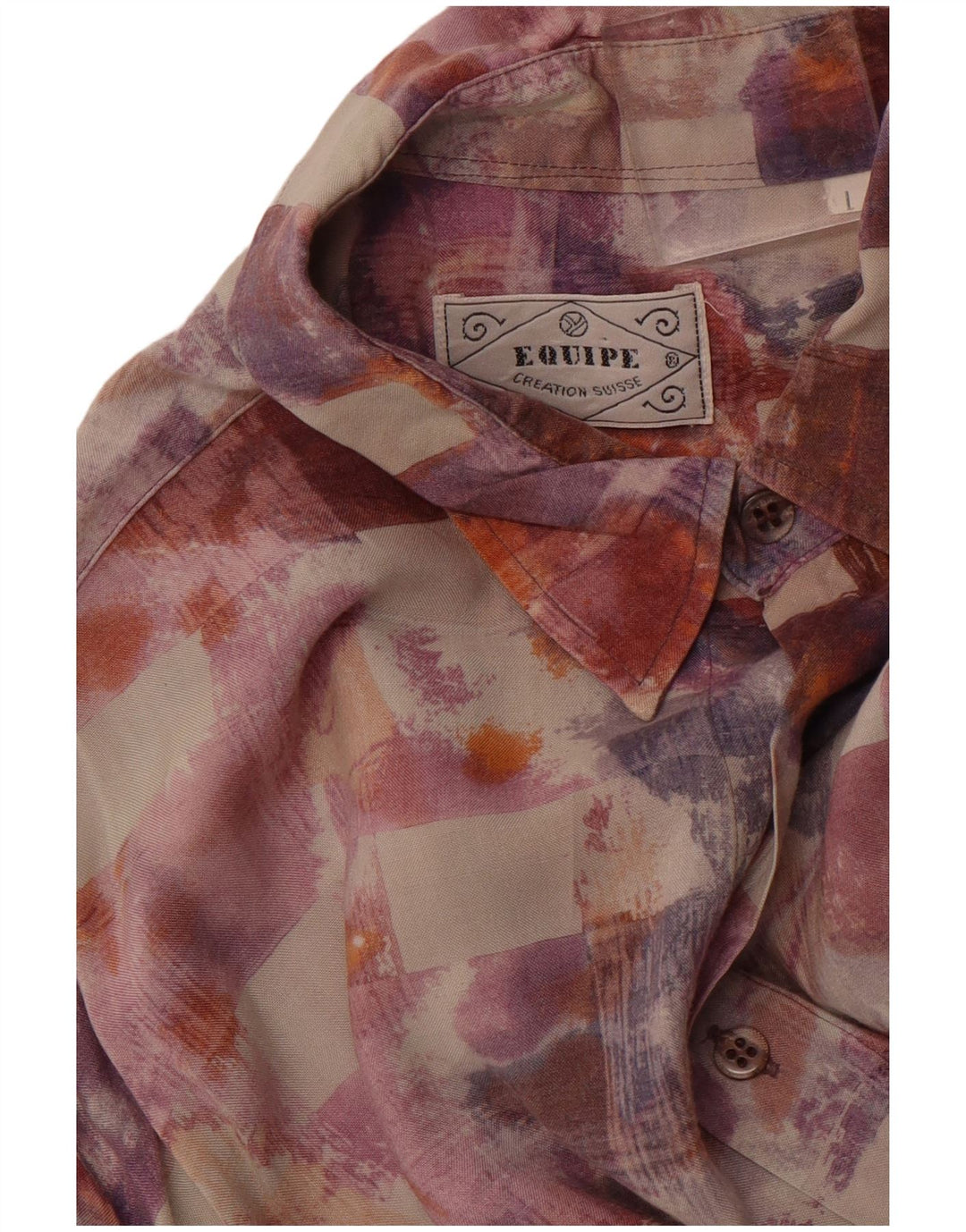 EQUIPE Camisa masculina de manga curta com estampa abstrata grande multicolorida