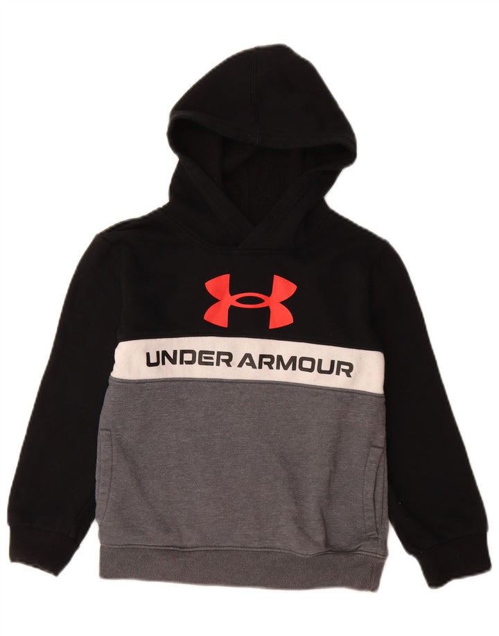Suéter com capuz gráfico UNDER ARMOUR para meninos 6-7 anos preto algodão colorido