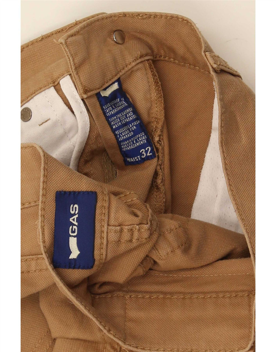 Calça cortada masculina Gas W32 L24 bege