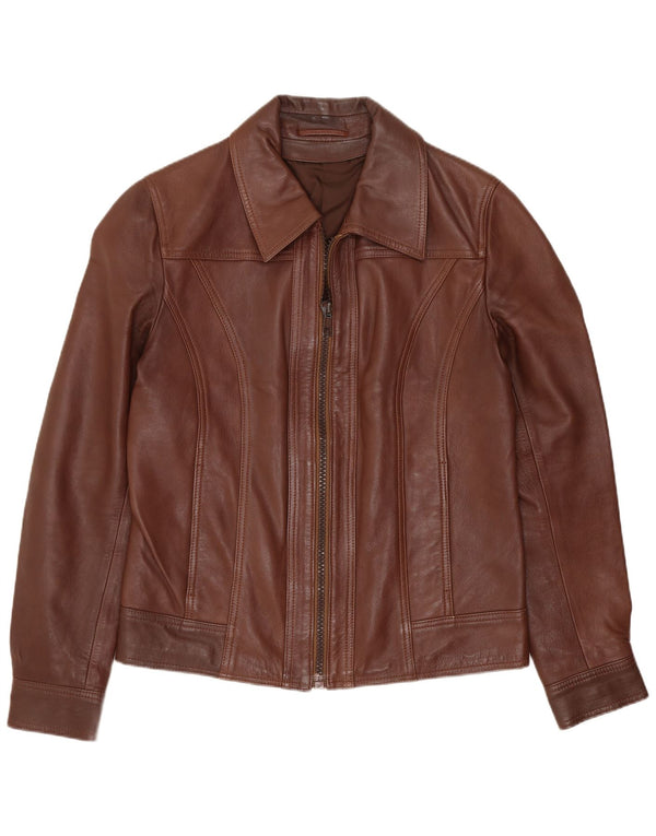 Jaqueta de couro masculina vintage Reino Unido 36 couro marrom pequeno