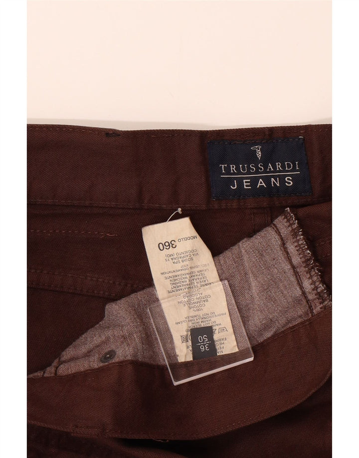 TRUSSARDI Mens Straight Casual Trousers W36 L31 Brown Cotton Vintage Trussardi and Second-Hand Trussardi from Messina Hembry 