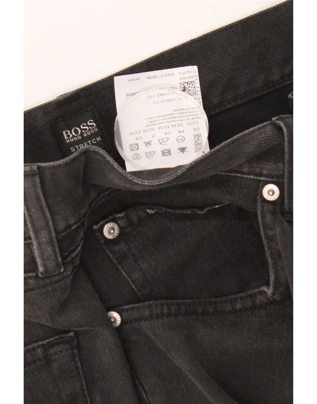 Hugo Boss Mens Straight Jeans W32 L34 Algodão Preto