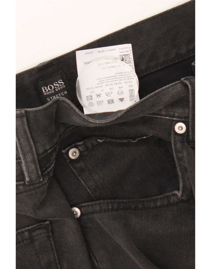 Hugo Boss Mens Straight Jeans W32 L34 Algodão Preto