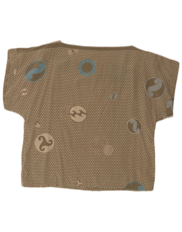 Camiseta feminina vintage UK 12 verde médio manchado