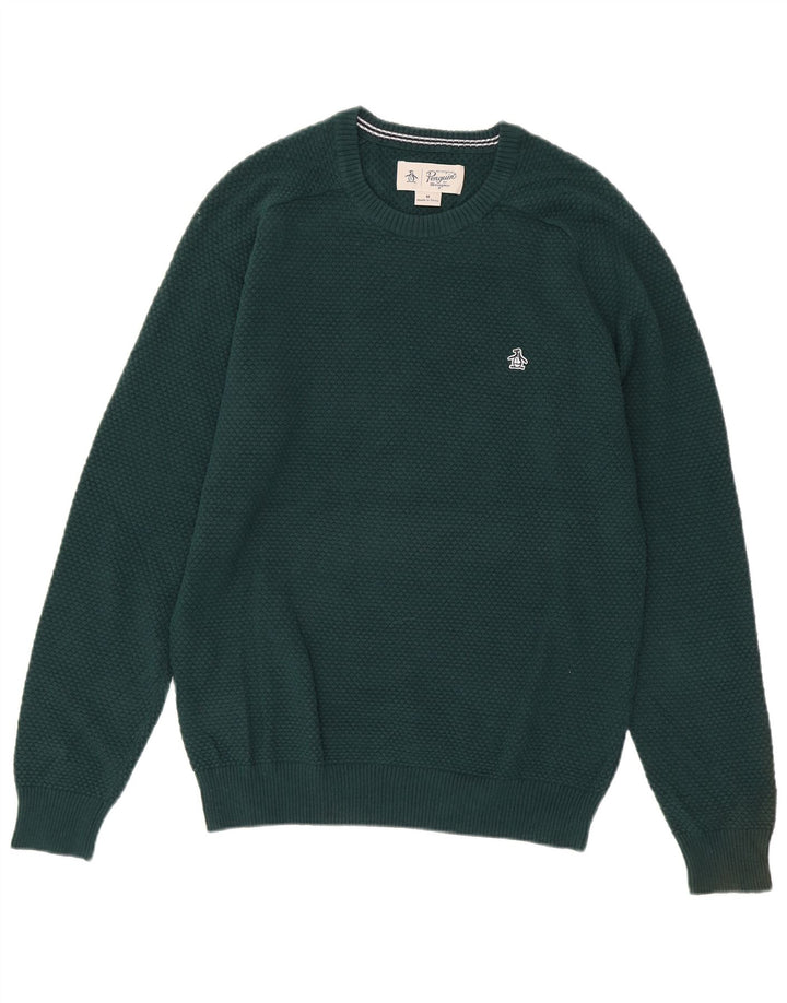 Suéter masculino Penguin com gola redonda e algodão verde médio