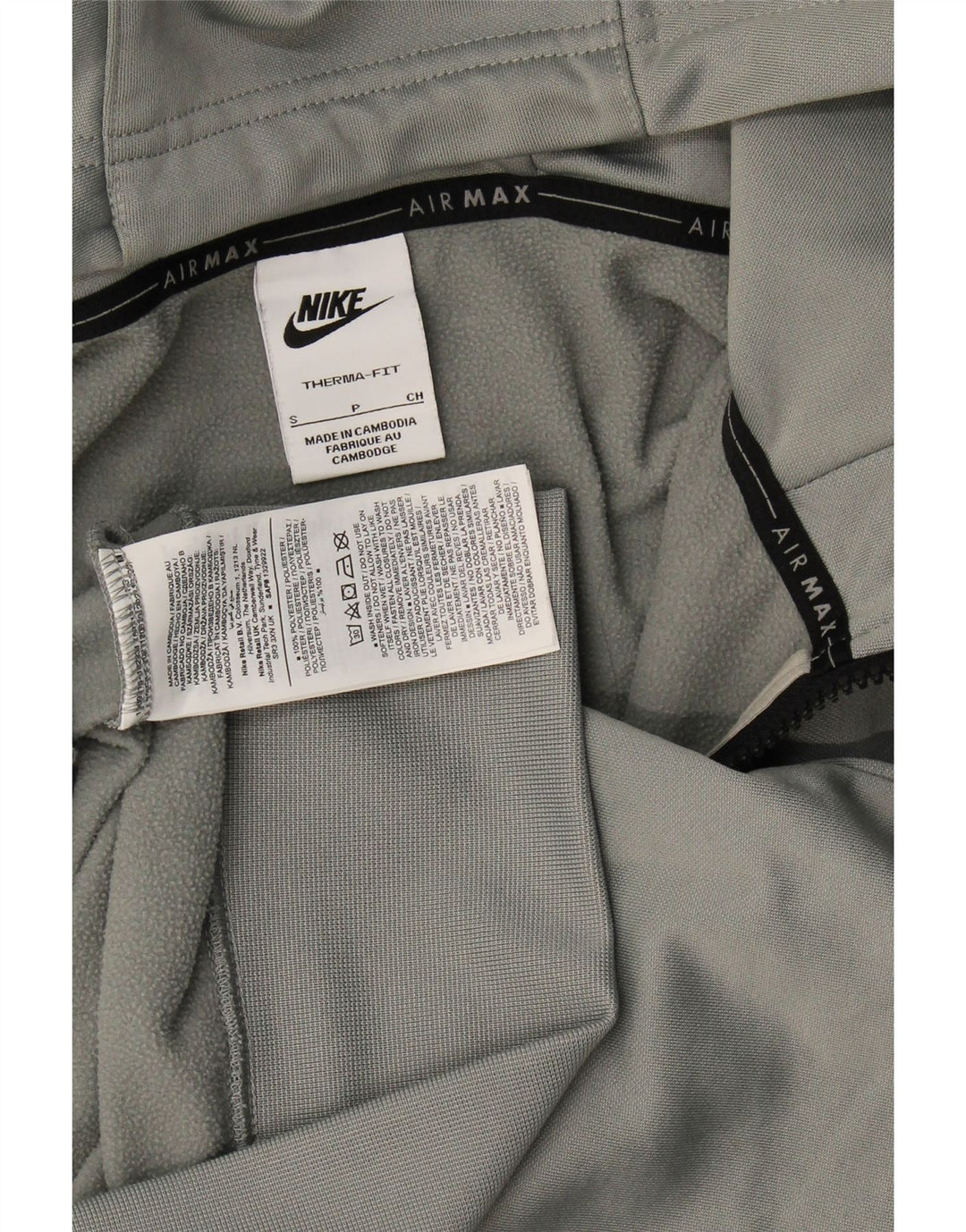 Suéter Nike masculino com capuz e zíper gráfico pequeno cinza poliéster