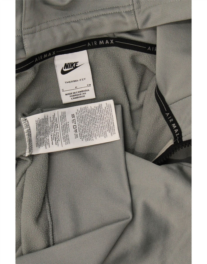 Suéter Nike masculino com capuz e zíper gráfico pequeno cinza poliéster