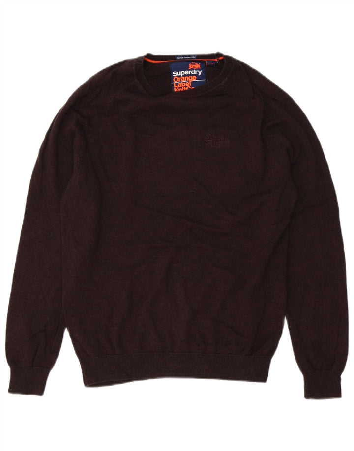Suéter masculino Superdry com gola canoa e algodão marrom pequeno