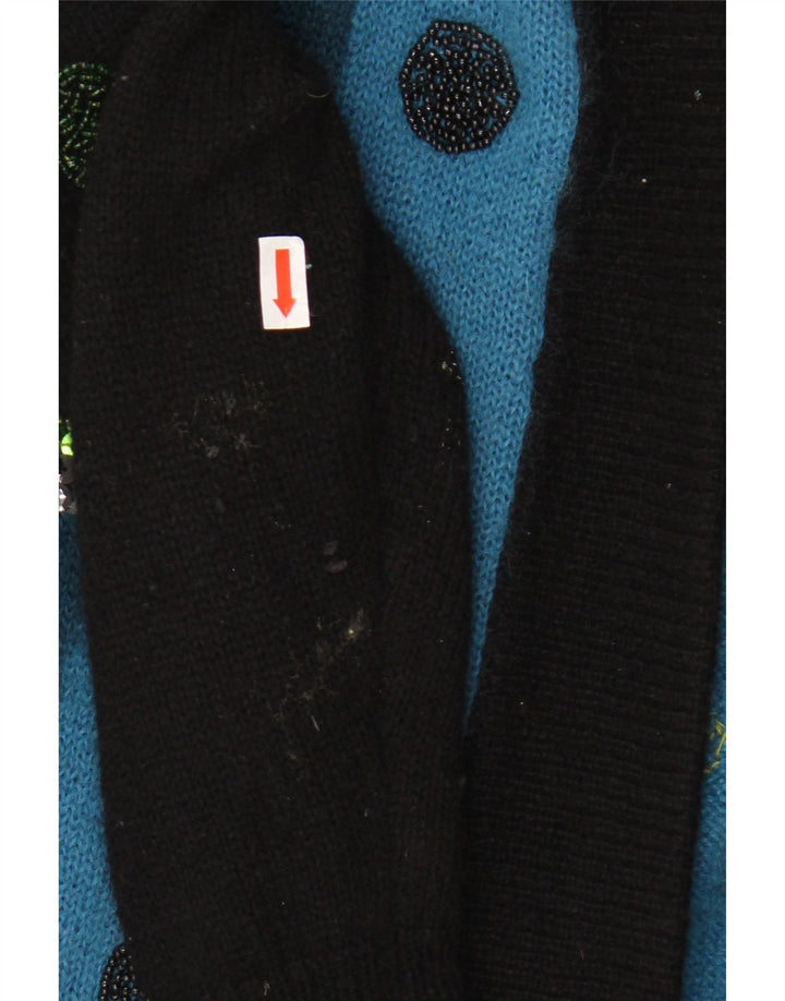 Suéter cardigan feminino oversized longline TOPLIKE UE 40 azul médio