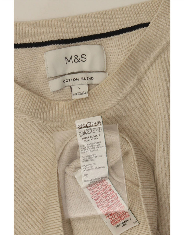 Suéter masculino Marks & Spencer com gola redonda, grande poliéster bege