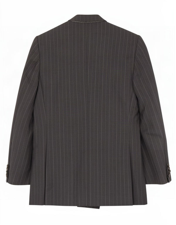 Jaqueta blazer masculina Lord Double Breasted Reino Unido 38 lã listrada cinza médio