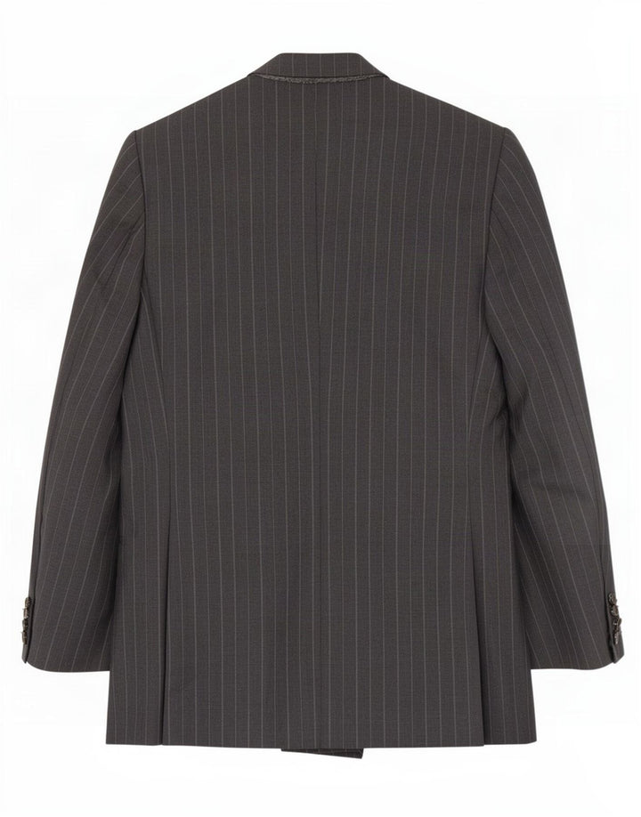 Jaqueta blazer masculina Lord Double Breasted Reino Unido 38 lã listrada cinza médio