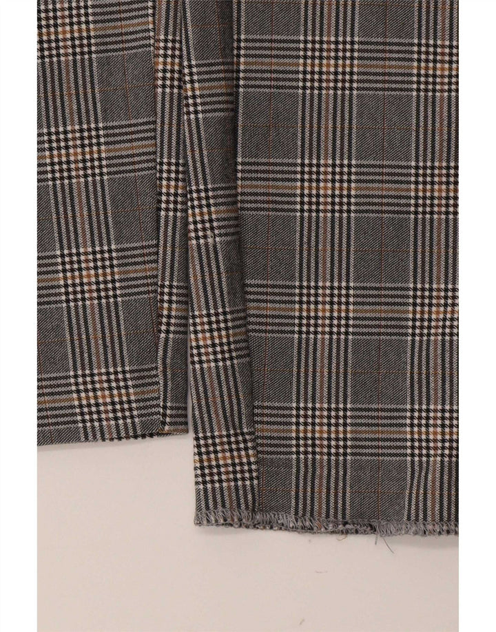 Zara Leggings Feminina UK 14 Viscose Houndstooth Cinza Médio