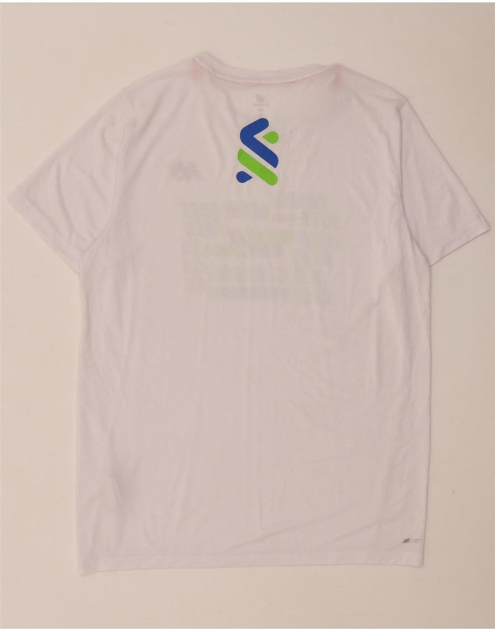 Camiseta gráfica masculina New Balance poliéster branco médio
