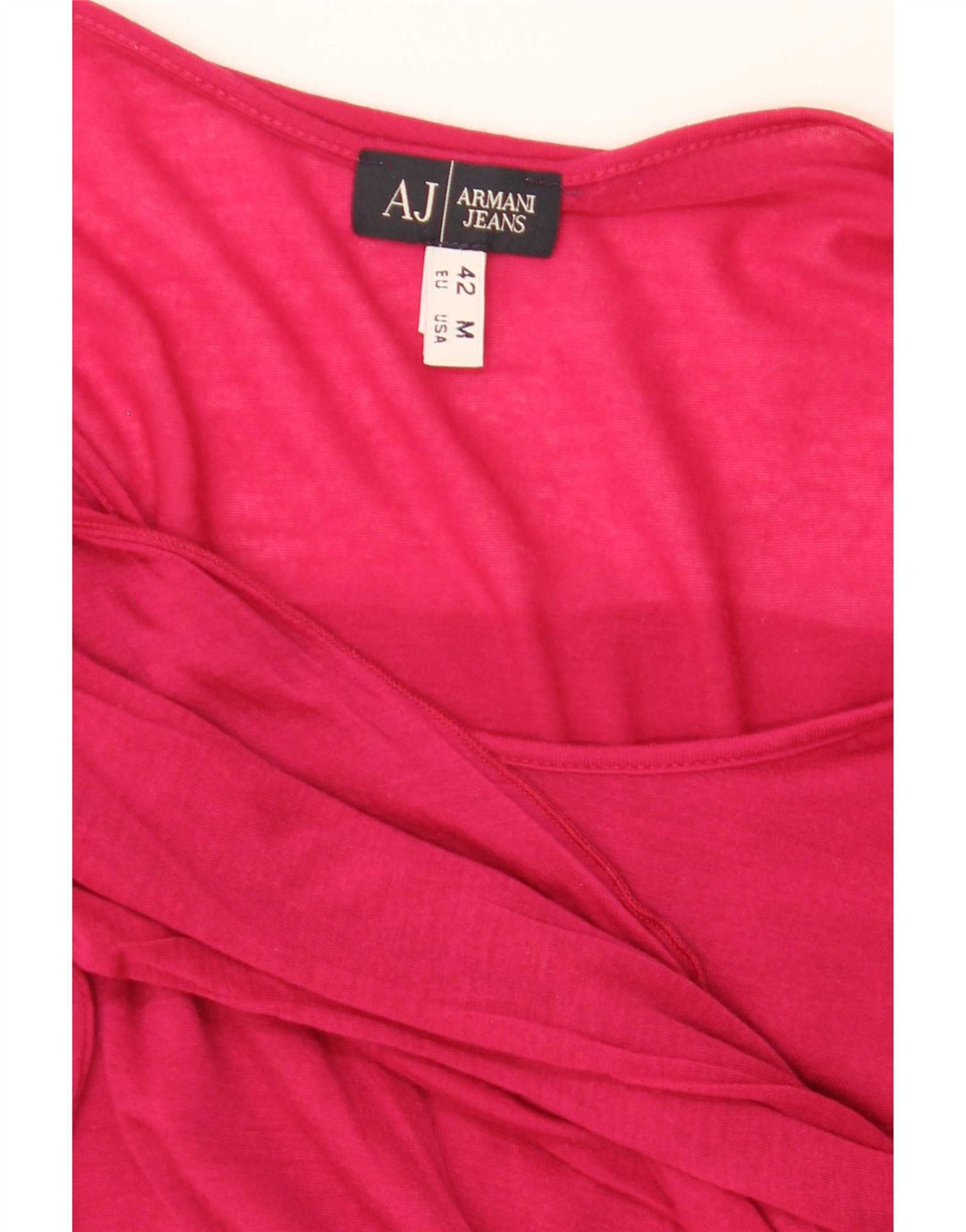 Blusa feminina de manga comprida Armani Jeans Top UK 12 vermelho médio