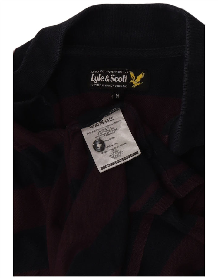 Camisa polo masculina Lyle & Scott de algodão listrado azul marinho médio