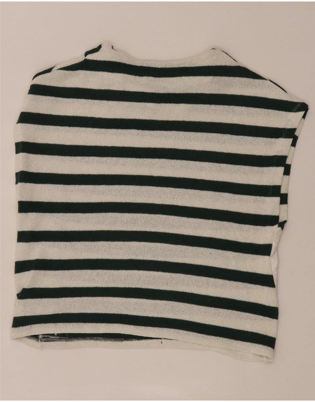 Camiseta feminina Zara UK 14 listrada branca média