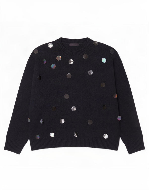 Marks & Spencer Womens Boat Neck Jumper Sweater UK 18 XL Navy Blue Spotted