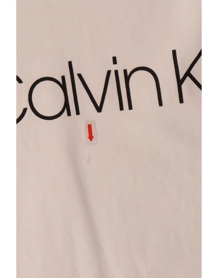 CALVIN KLEIN moletom gráfico masculino jumper médio algodão branco