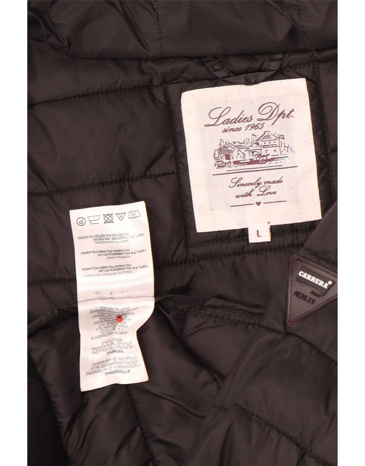 Jaqueta feminina acolchoada com capuz Carrera UK 16 grande nylon preto