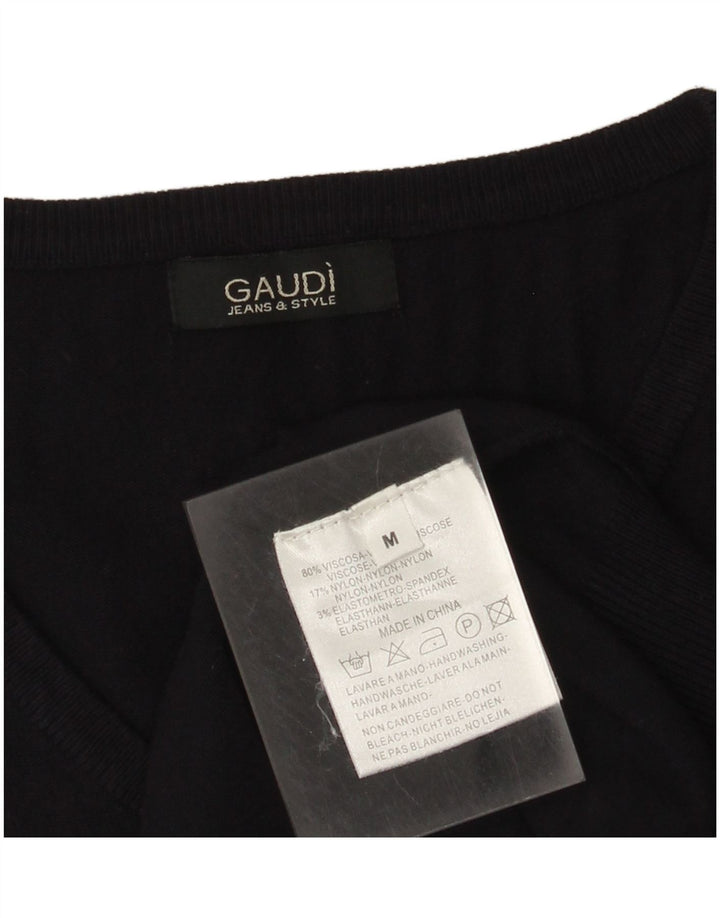Suéter Gaudi feminino com decote em V Reino Unido 14 médio azul marinho viscose