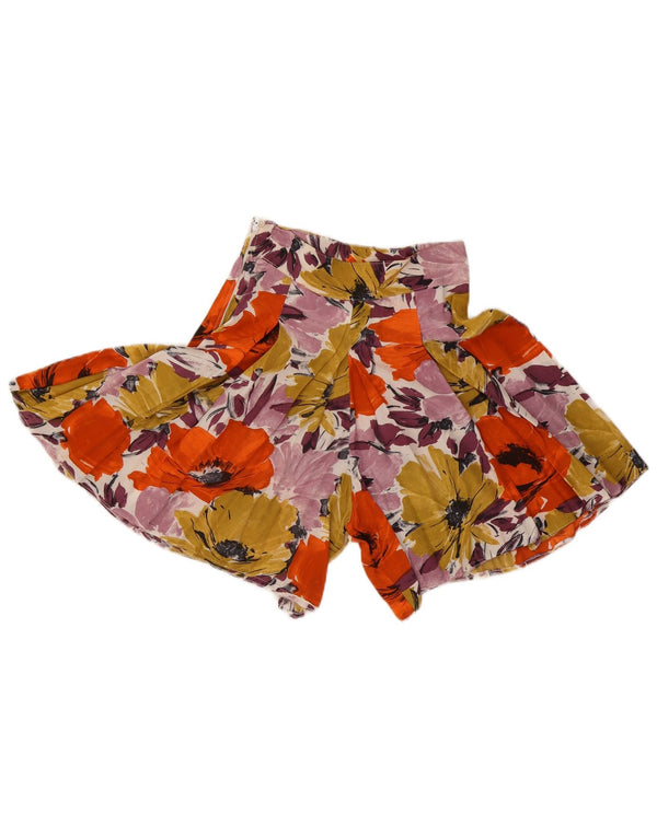 Shorts femininos vintage de cintura alta com pernas largas XS W25 floral multicolorido