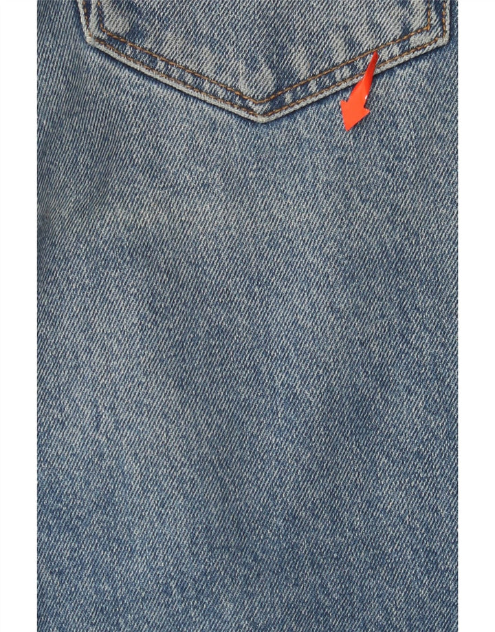 Calça jeans feminina ZARA com corte desgastado e perna larga EU 40 médio W30 L25 azul