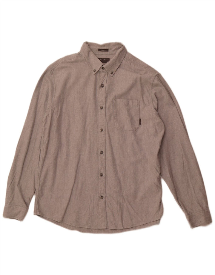 Camisa masculina de flanela Eddie Bauer Classic Fit grande algodão cinza