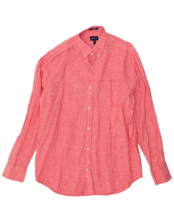 Camisa masculina Gant Regular Fit tamanho 41/42 16 1/2 grande linho vermelho