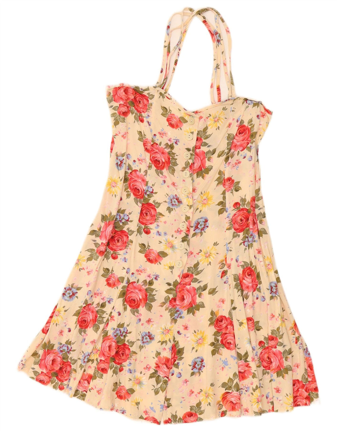 Macacão feminino vintage IT 42 viscose floral amarelo médio
